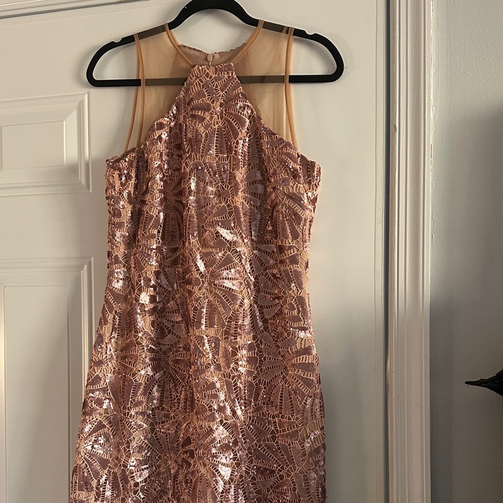 Dress the Population Rose Gold Sequin Backless Dress
